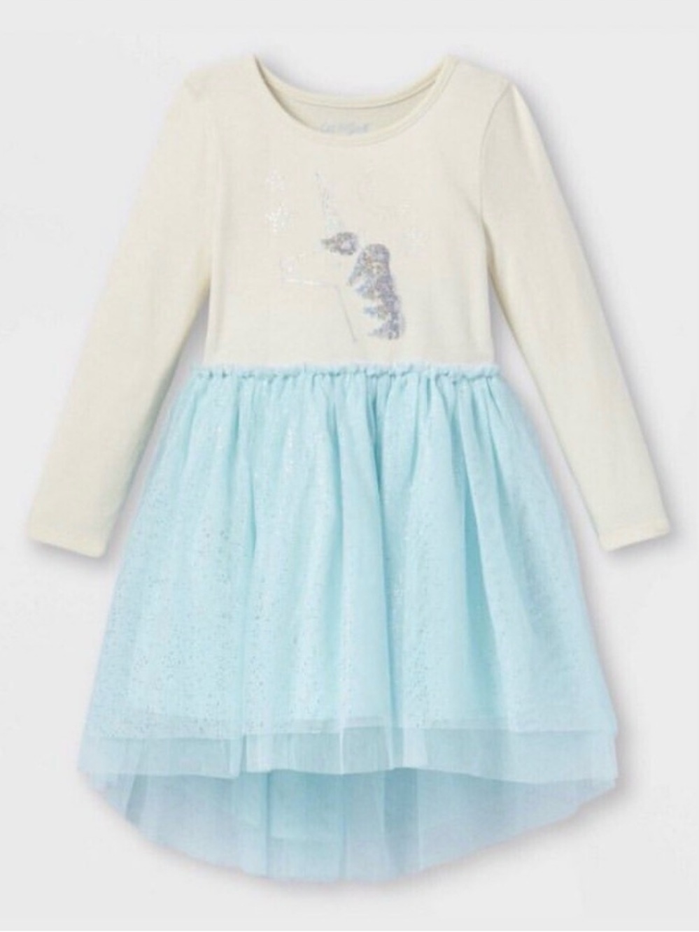 CAT & JACK Unicorn Dress with White Top and Light Blue Turquoise Tulle Skirt‎ 3T